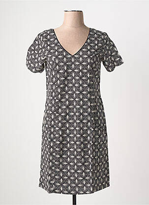 Rochie scurtă mâneci scurte mâneci scurte negru COTON DU MONDE femeie