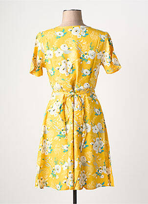 Rochie midi imprimeu floral mâneci scurte galben COTON DU MONDE femeie