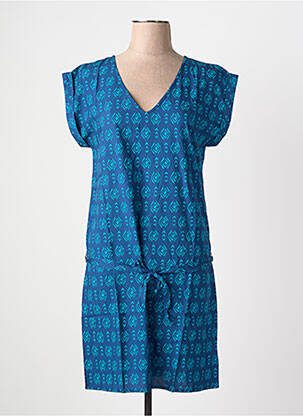 Rochie scurtă mâneci scurte mâneci scurte albastru COTON DU MONDE femeie