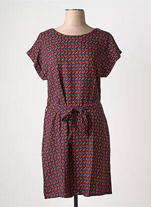 Rochie midi imprimeu fantezie mâneci scurte violet COTON DU MONDE femeie