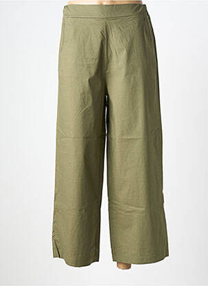 Pantalon larg țesătură poplin mărime normală verde MORE & MORE femeie