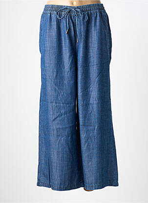 Pantalon larg țesătură poplin mărime normală albastru MORE & MORE femeie