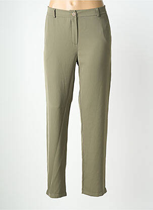 Pantalon 7/8 închidere cu fermoar sub clapetă cu nasturi mărime normală verde SIGNE NATURE femeie