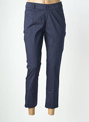 Pantalon 7/8 închidere cu fermoar sub clapetă cu nasturi albastru LA FIANCÉE femeie