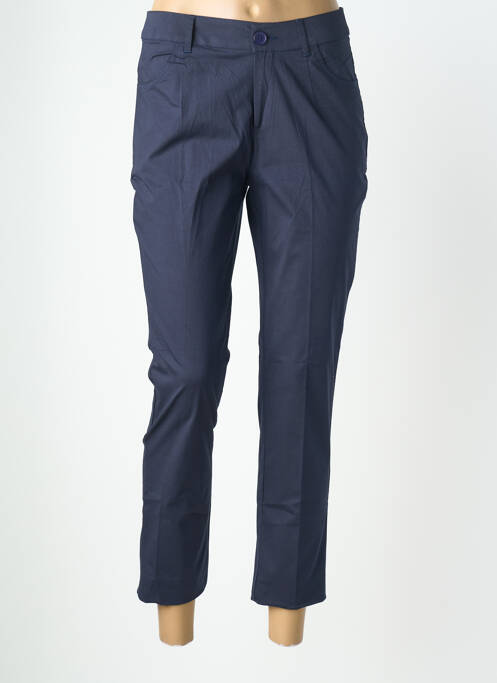 Pantalon 7/8 închidere cu fermoar sub clapetă cu nasturi albastru LA FIANCÉE femme