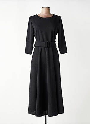 Rochie lungă croială evazată mâneci 3/4 negru MADISON femeie