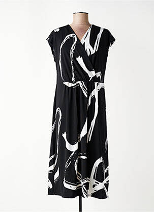 Rochie midi imprimeu fantezie mâneci scurte negru SUZA femeie