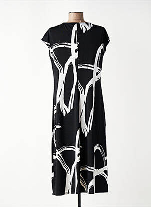 Rochie midi imprimeu fantezie mâneci scurte negru SUZA femeie
