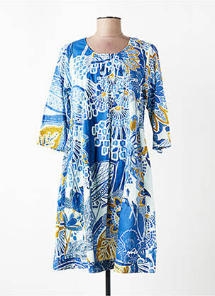 Rochie midi mâneci 3/4 mâneci 3/4 albastru ORIENTIQUE NATURALLY femeie