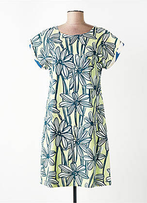 Rochie midi imprimeu fantezie mâneci scurte albastru ORIENTIQUE NATURALLY femeie