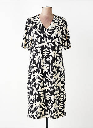 Rochie midi imprimeu fantezie mâneci scurte negru GARCIA femeie