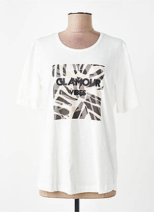 Tricou serigrafie flockată mâneci scurte alb SUZA femeie