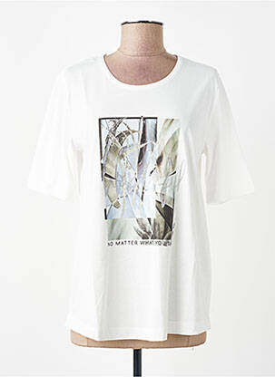 Tricou serigrafie flockată mâneci scurte alb SUZA femeie