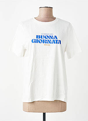 Tricou serigrafie flockată mâneci scurte alb GARCIA femme