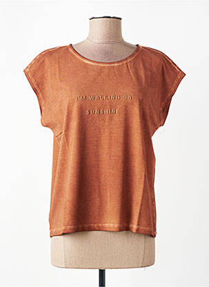 Tricou serigrafie flockată mâneci scurte maro MORE & MORE femeie