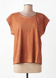 Tricou croială dreaptă mâneci scurte maro MORE & MORE femme