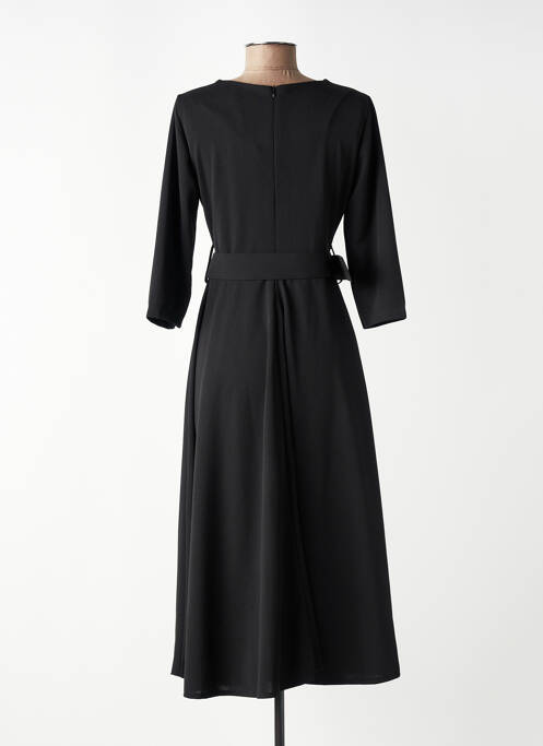 Rochie lungă croială evazată mâneci 3/4 negru MADISON femme