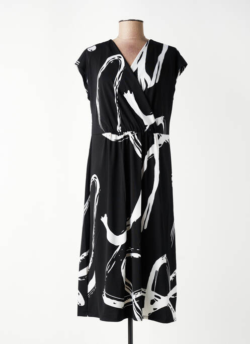 Rochie midi imprimeu fantezie mâneci scurte negru SUZA femme