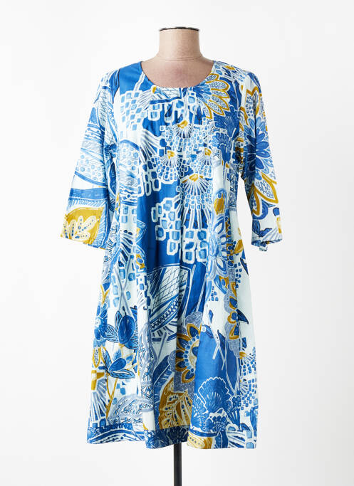 Rochie midi mâneci 3/4 mâneci 3/4 albastru ORIENTIQUE NATURALLY femme