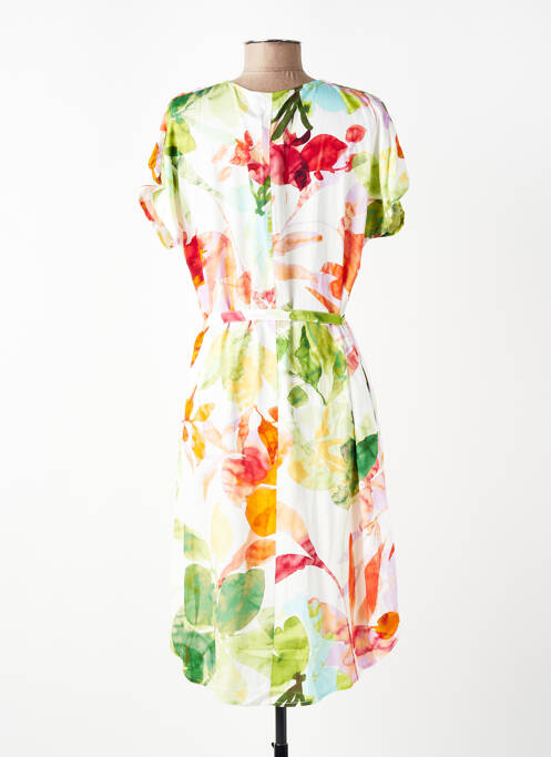 Rochie midi imprimeu fantezie mâneci scurte alb SUZA femme