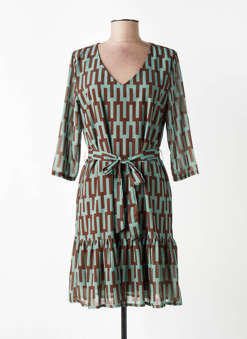 Rochie midi mâneci 3/4 mâneci 3/4 verde VICTORIA femme