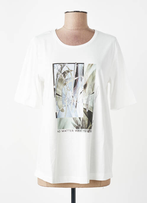 Tricou serigrafie flockată mâneci scurte alb SUZA femme
