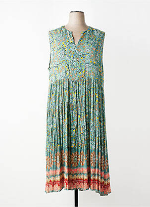 Rochie lungă imprimeu fantezie fără mâneci verde ORIENTIQUE NATURALLY femme