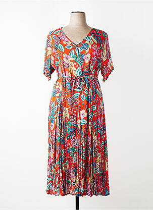 Rochie lungă mâneci scurte mâneci scurte portocalie ORIENTIQUE NATURALLY femeie