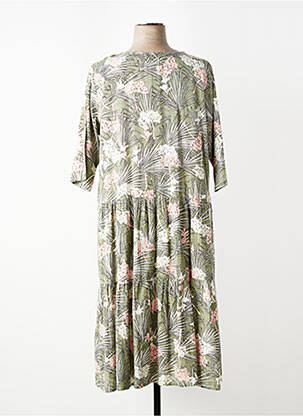 Rochie lungă imprimeu fantezie mâneci 3/4 verde ORIENTIQUE NATURALLY femme