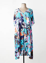 Rochie lungă imprimeu fantezie mâneci scurte albastru ORIENTIQUE NATURALLY femme