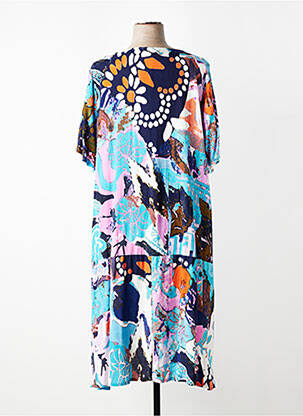 Rochie lungă imprimeu fantezie mâneci scurte albastru ORIENTIQUE NATURALLY femme