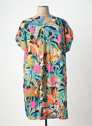 Rochie midi imprimeu fantezie mâneci scurte albastru ORIENTIQUE NATURALLY femeie