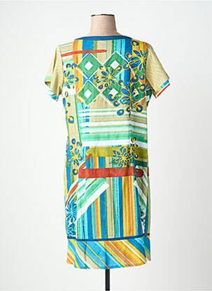Rochie midi imprimeu fantezie mâneci scurte albastru ORIENTIQUE NATURALLY femeie