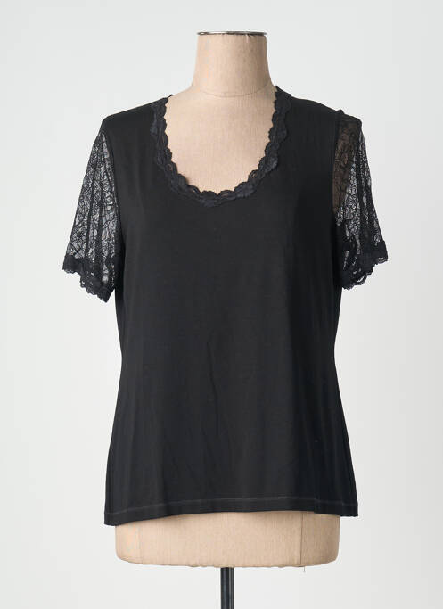 Tricou croială cambrată mâneci scurte negru PAUSE CAFE femme