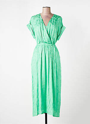 Rochie lungă mâneci scurte mâneci scurte verde SUNCOO femeie