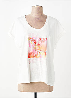 Tricou croială dreaptă mâneci scurte bej SUNCOO femeie