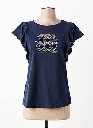 Tricou serigrafie mâneci scurte albastru YES.ZEE femeie