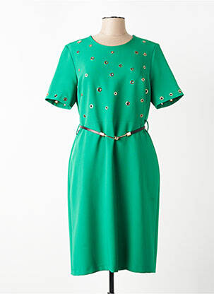 Rochie midi țesătură crep mâneci scurte verde SONIA K femeie