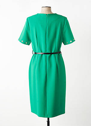 Rochie midi țesătură crep mâneci scurte verde SONIA K femeie