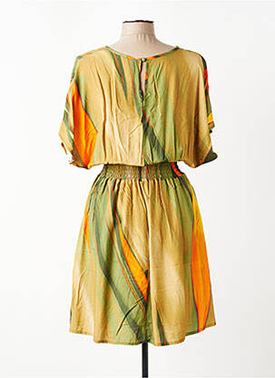 Rochie midi imprimeu fantezie mâneci scurte verde YES.ZEE femme