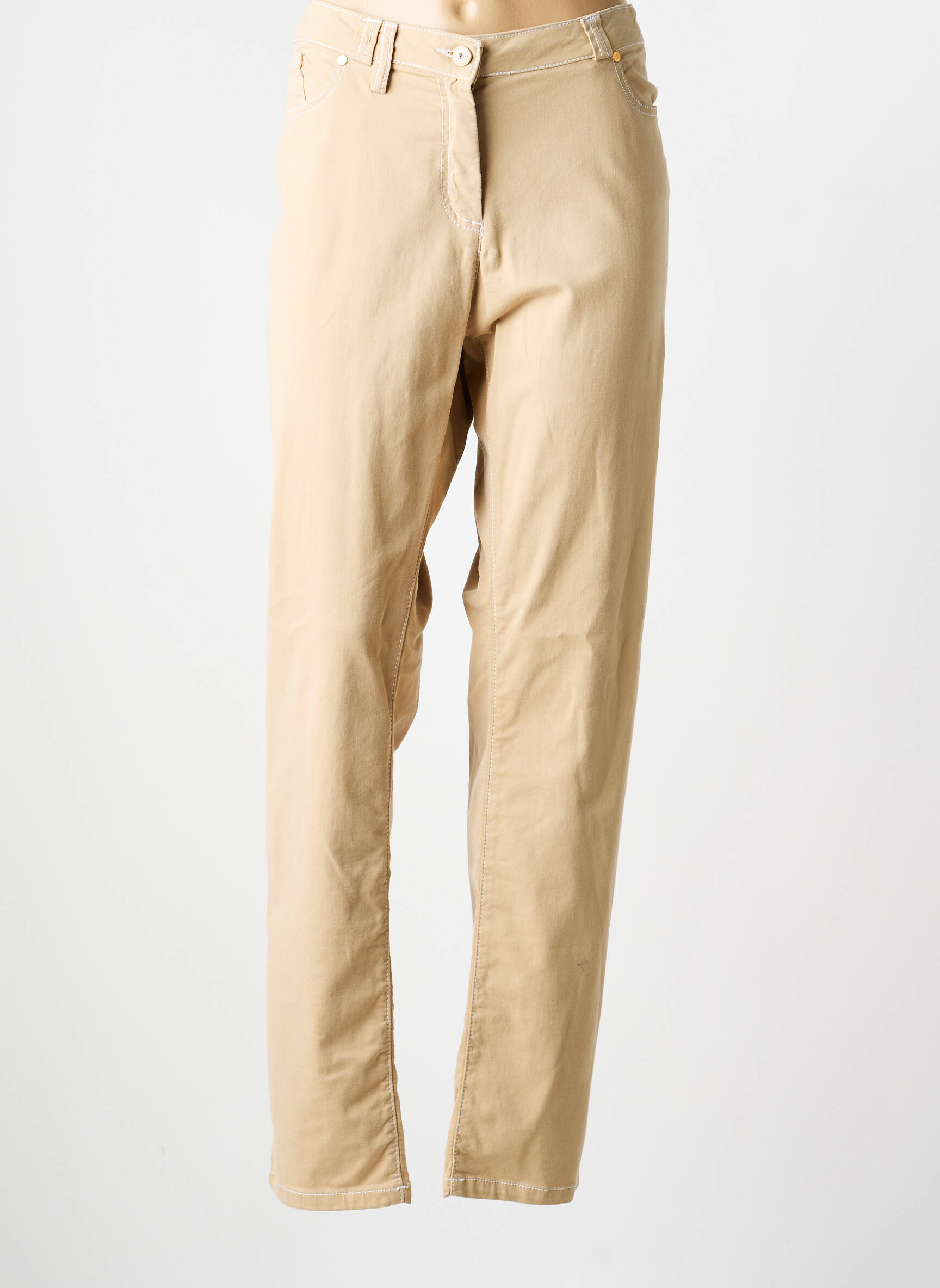 Pantalon slim țesătură poplin mărime normală bej ANANKE femeie