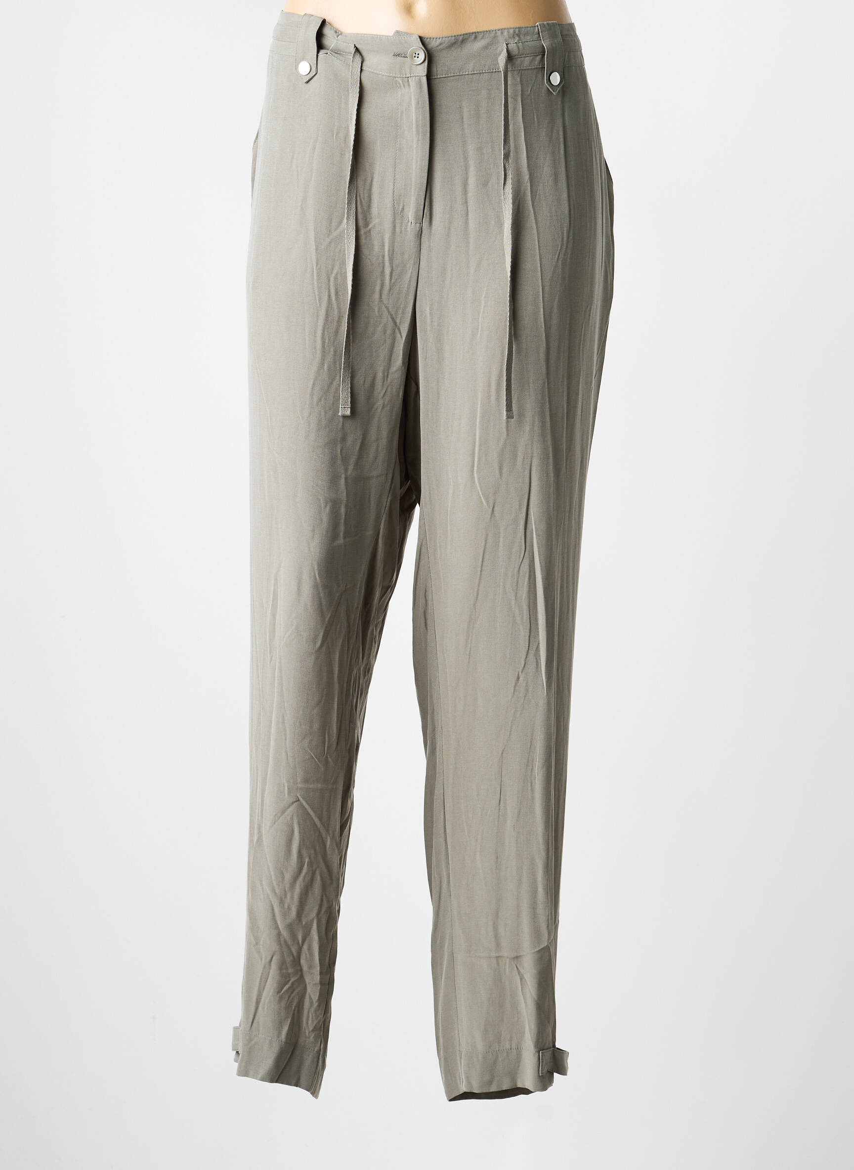 Pantalon chino țesătură poplin mărime normală verde EVA KAYAN femeie