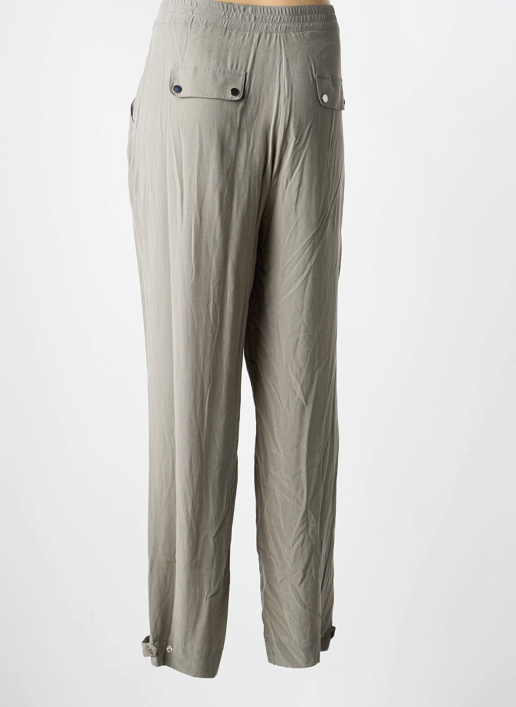 Pantalon chino țesătură poplin mărime normală verde EVA KAYAN femeie