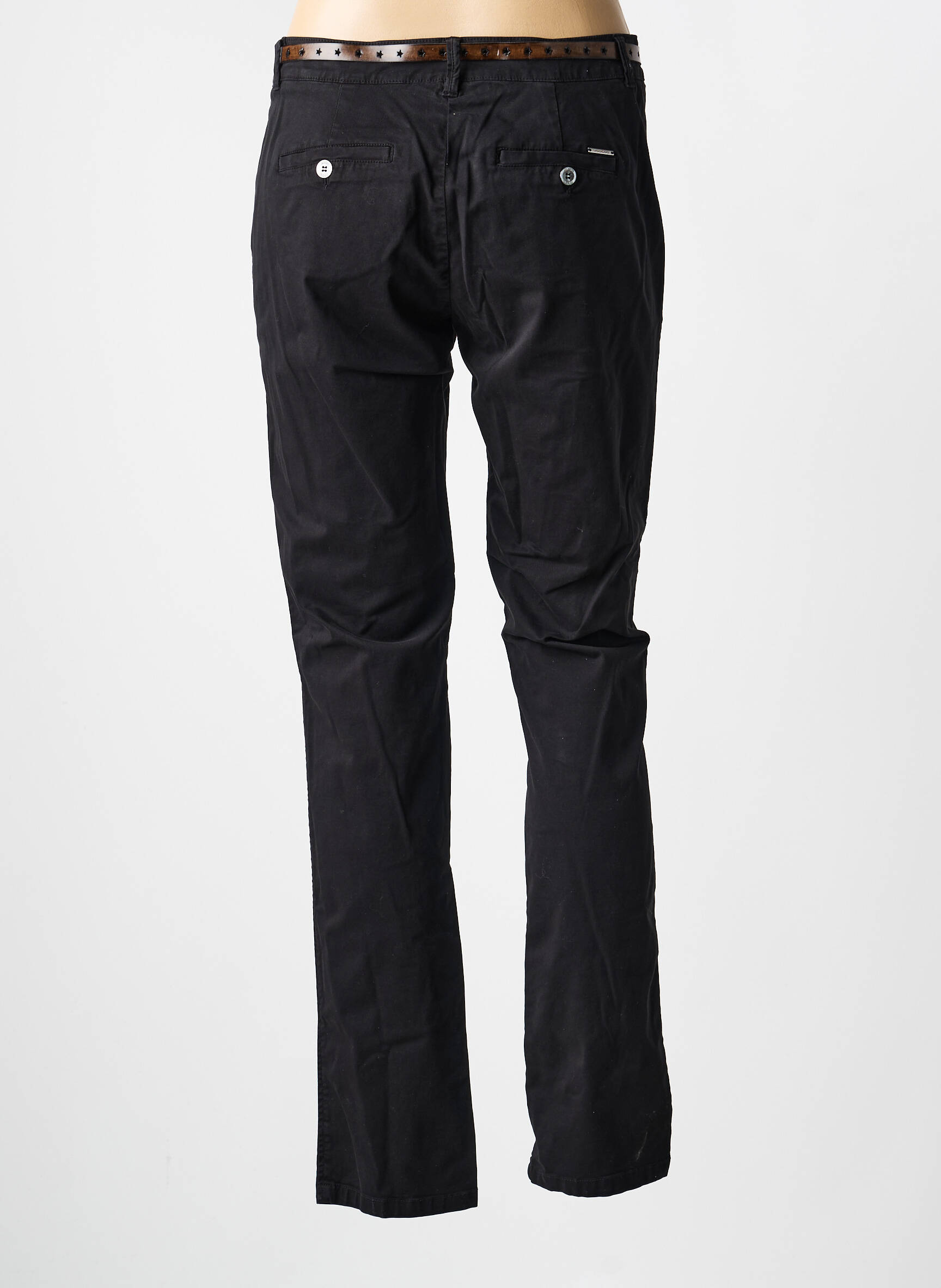 Pantalon chino țesătură poplin mărime normală negru VOODOO femeie