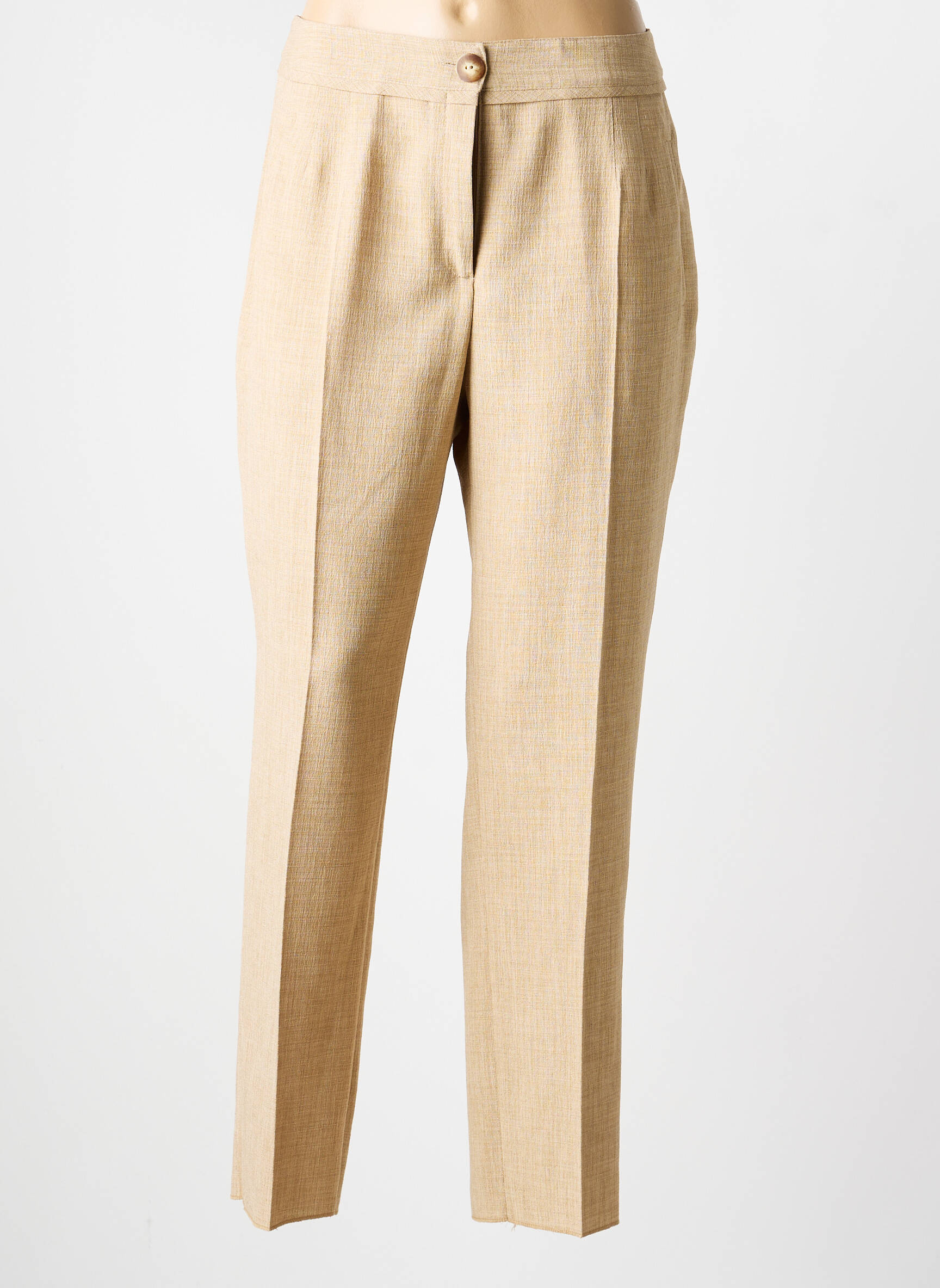 Pantalon drept talie cu cleme mărime normală bej JUMFIL femeie