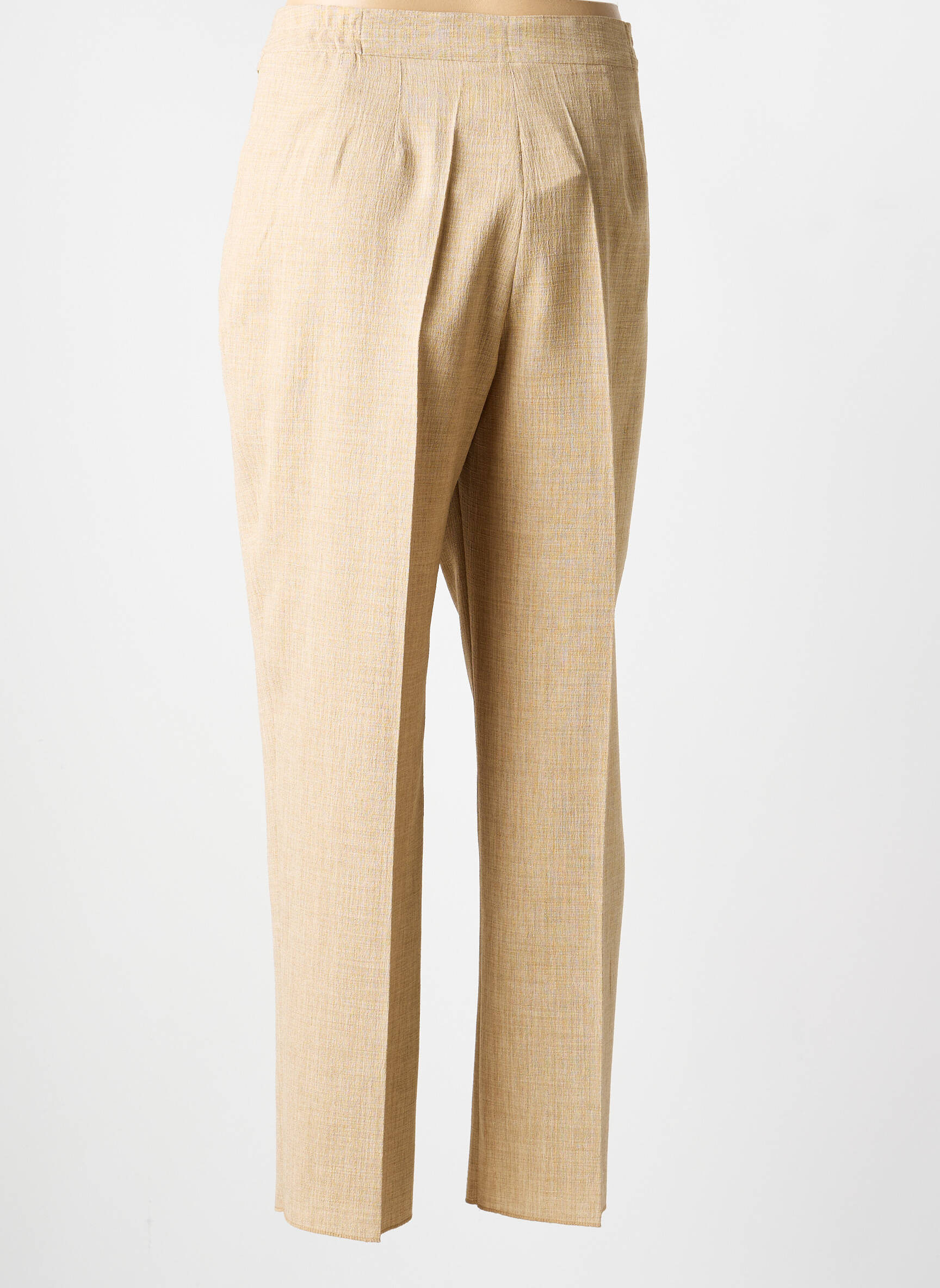 Pantalon drept talie cu cleme mărime normală bej JUMFIL femeie