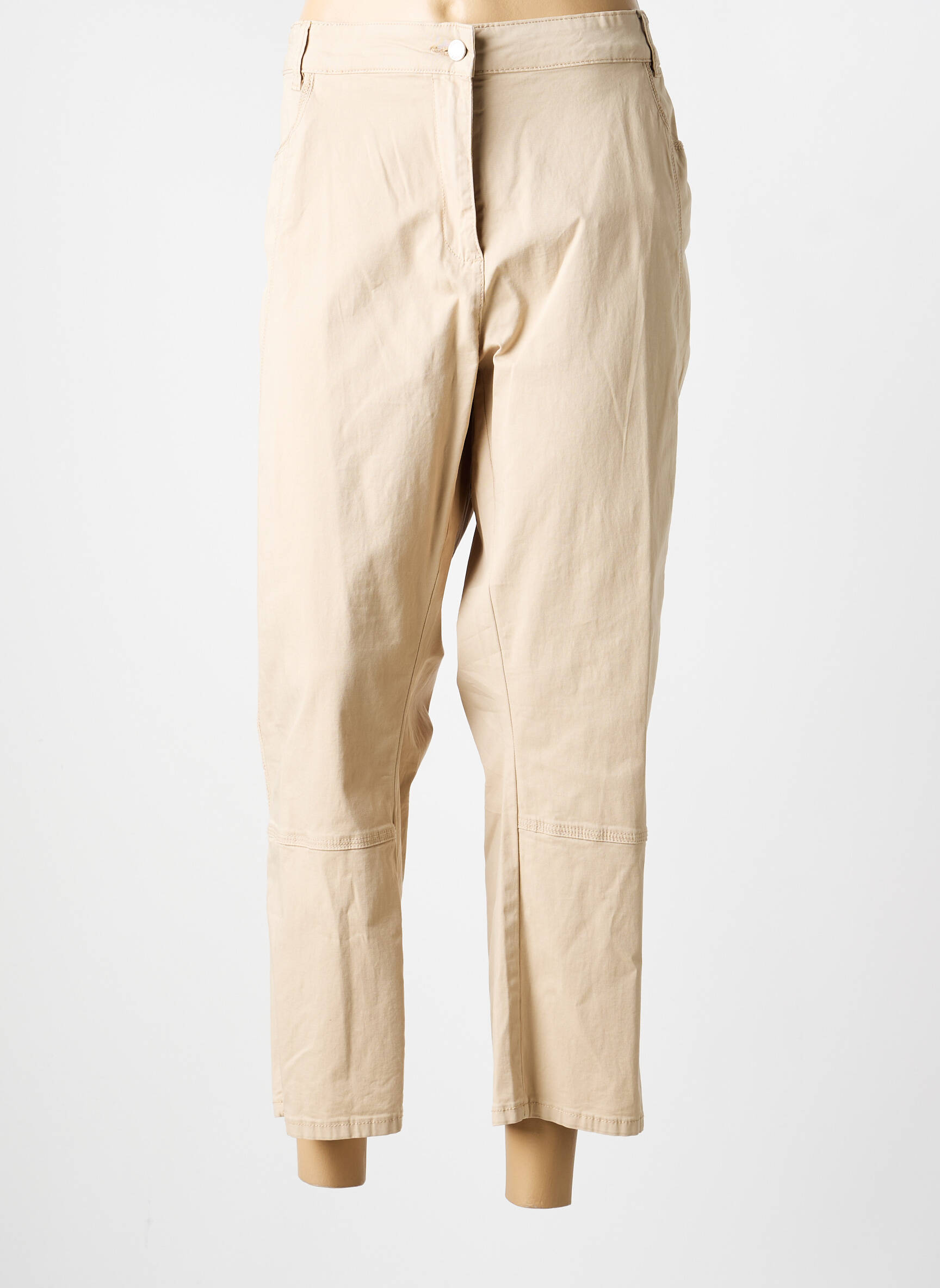 Pantalon 7/8 țesătură poplin mărime normală bej DIANE LAURY femeie