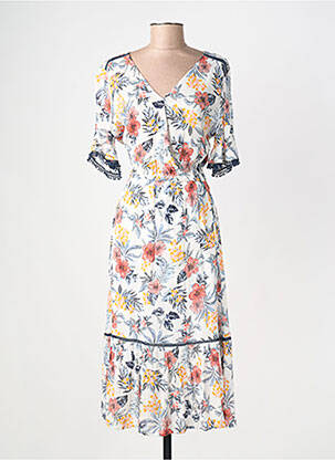 Rochie lungă mâneci scurte mâneci scurte bej AURA BY FIGURE LIBRE femeie