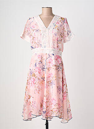 Rochie midi imprimeu floral mâneci scurte roz AURA BY FIGURE LIBRE femeie
