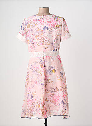 Rochie midi imprimeu floral mâneci scurte roz AURA BY FIGURE LIBRE femeie